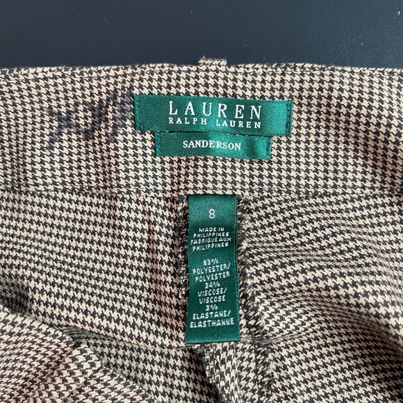 VTG Lauren Ralph Lauren Houndstooth Brown Women's Sanderson Dress Pants Size 8 - Picture 8 of 11